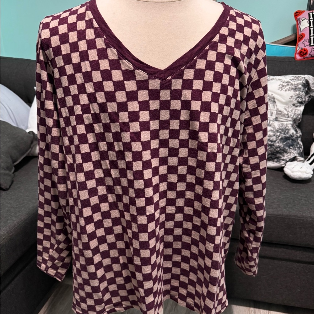 Sonoma Burgandy and Cream Everyday Tee